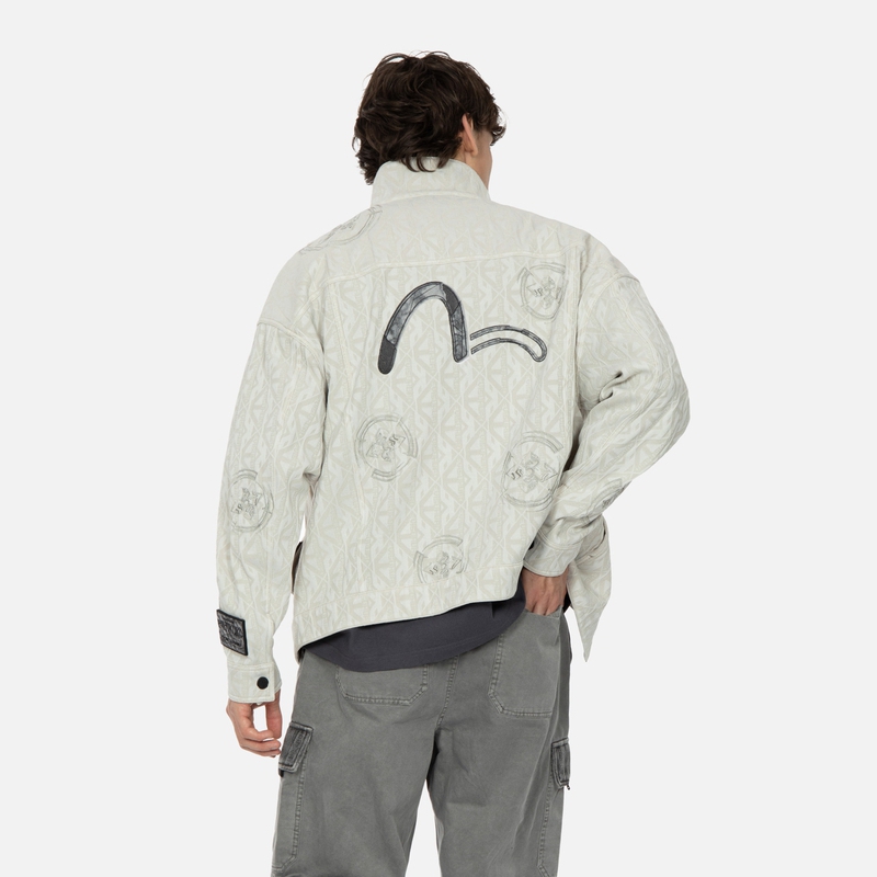 EVISU KURO SS24  All-Over Logo Jacquard Trucker Jacket Beige. 2ESGNM4JK5083OSCT 圖 4