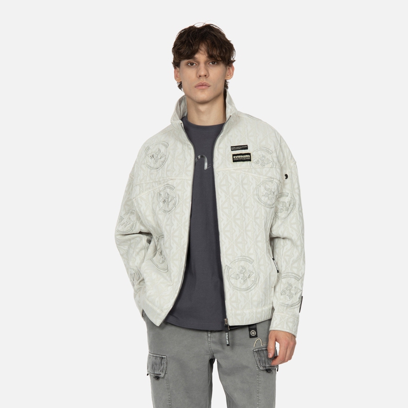 EVISU KURO SS24  All-Over Logo Jacquard Trucker Jacket Beige. 2ESGNM4JK5083OSCT 圖 5