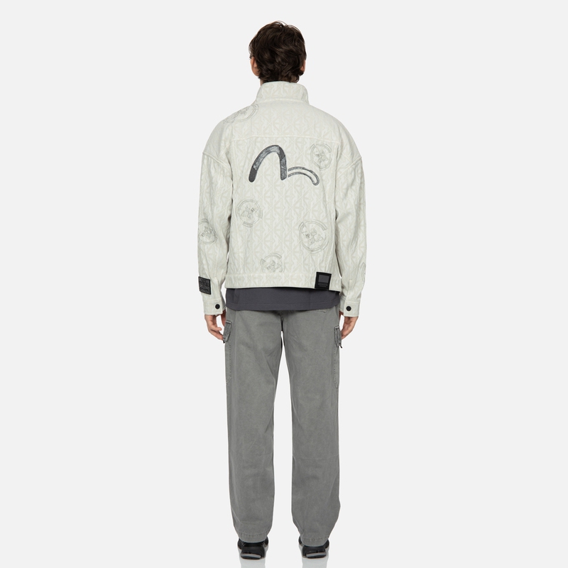 EVISU KURO SS24  All-Over Logo Jacquard Trucker Jacket Beige. 2ESGNM4JK5083OSCT 圖 6