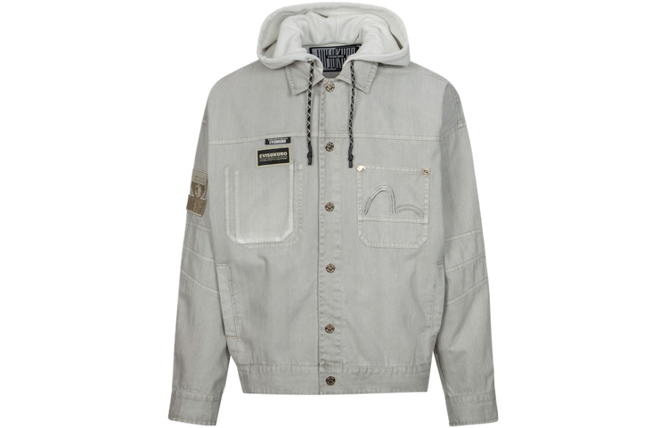 EVISU KURO SS24  Beige Truck Jacket with Logo Patch & Seagull Embroidery. 2ESGNM4JK5084RXCT 圖 3