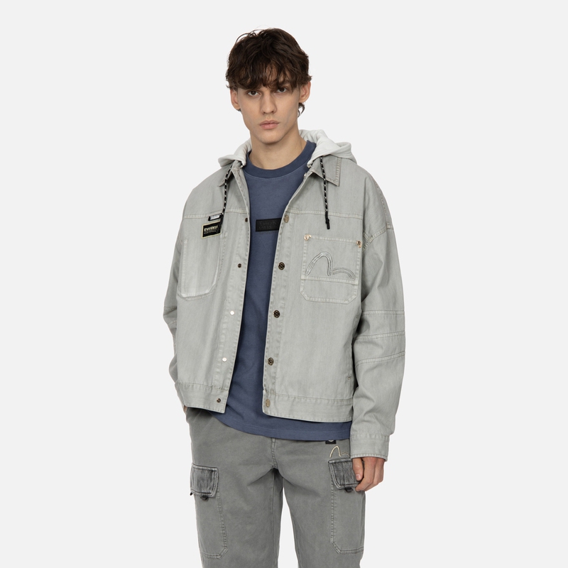 EVISU KURO SS24  Beige Truck Jacket with Logo Patch & Seagull Embroidery. 2ESGNM4JK5084RXCT 圖 5