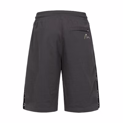 EVISU KURO SS24 Paisley & Seagull Embroidery Charcoal Grey Shorts. 2ESGNM4ST5179XXCT