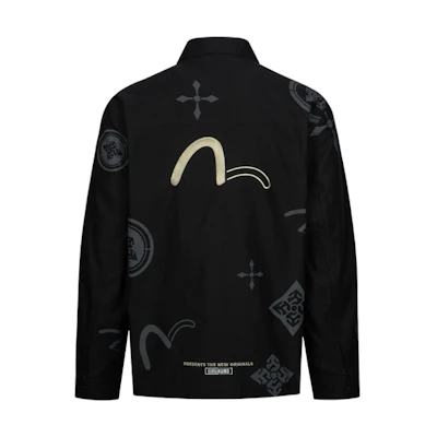 EVISU KURO SS24 Allover Print Seagull Embroidery Casual Jacket Black Men. 2ESGNM4JK5104RXCT
