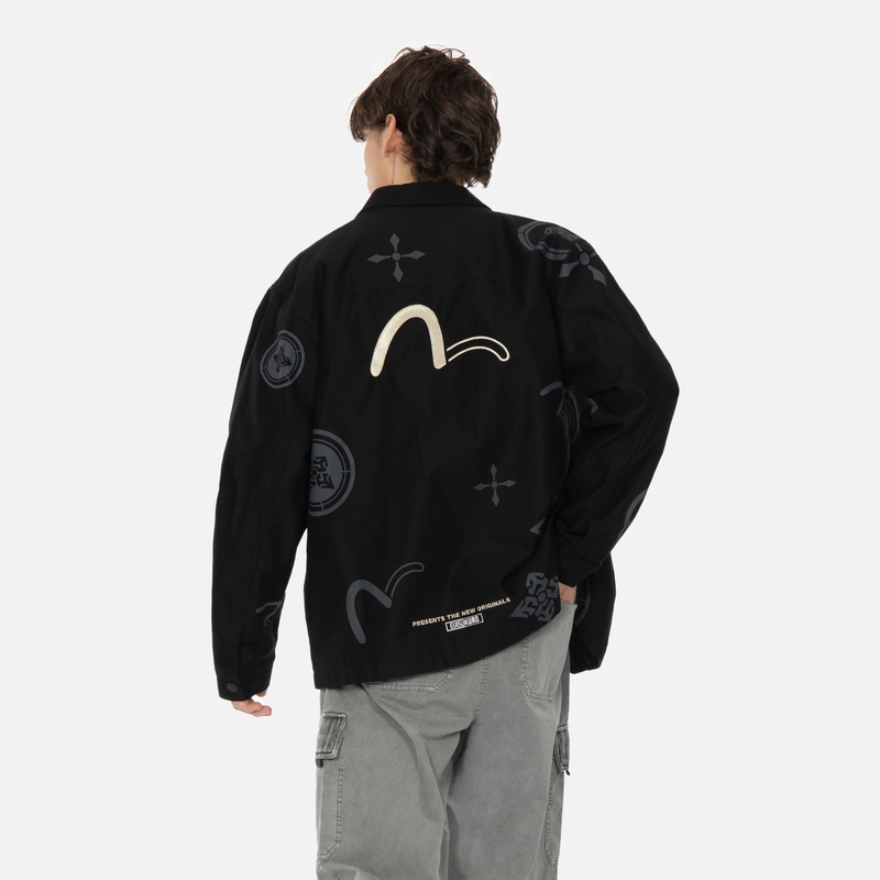 EVISU KURO SS24 Allover Print Seagull Embroidery Casual Jacket Black Men. 2ESGNM4JK5104RXCT 圖 4