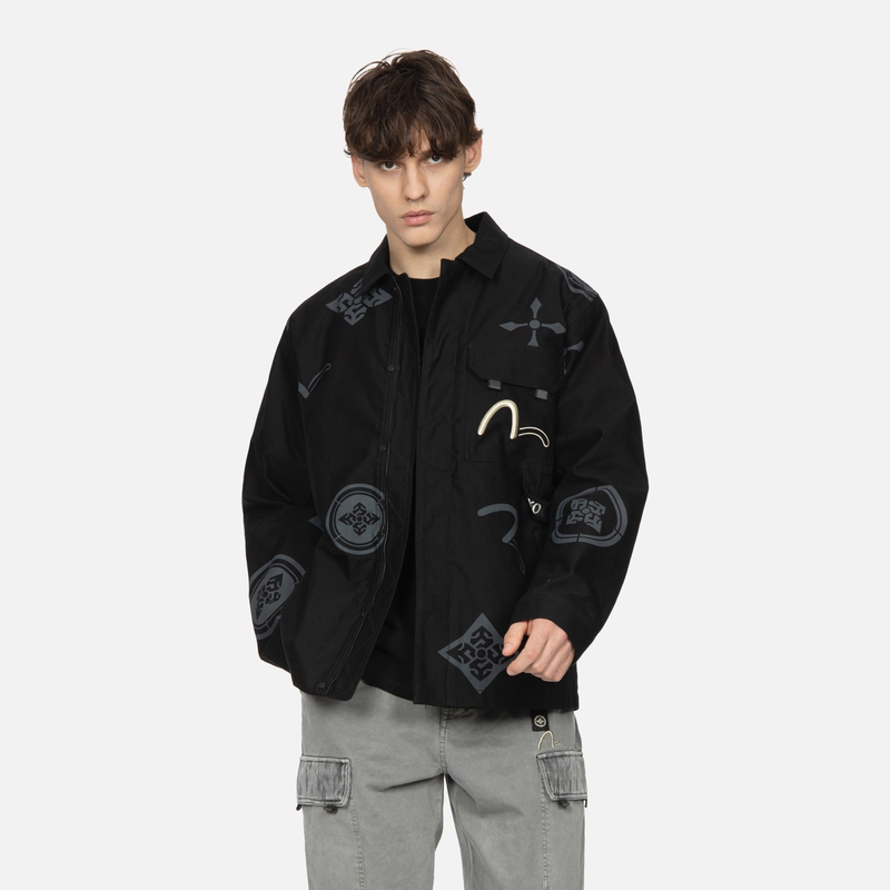 EVISU KURO SS24 Allover Print Seagull Embroidery Casual Jacket Black Men. 2ESGNM4JK5104RXCT 圖 5