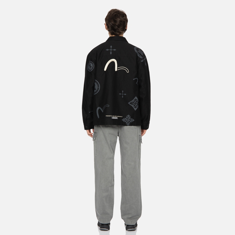 EVISU KURO SS24 Allover Print Seagull Embroidery Casual Jacket Black Men. 2ESGNM4JK5104RXCT 圖 6