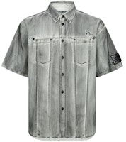 EVISU KURO SS24 Grey Seagull Embroidered Relaxed Fit Short Sleeve Shirt Men 2ESGNM4SS5103RXCT EVISU KURO SS24 Grey Seagull Embroidered Relaxed Fit Short Sleeve Shirt Men 2ESGNM4SS5103RXCT