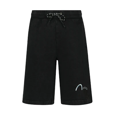 EVISU KURO SS24 Seagull Logo Embroidered Casual Shorts Black. 2ESGNM4ST5182XXCT