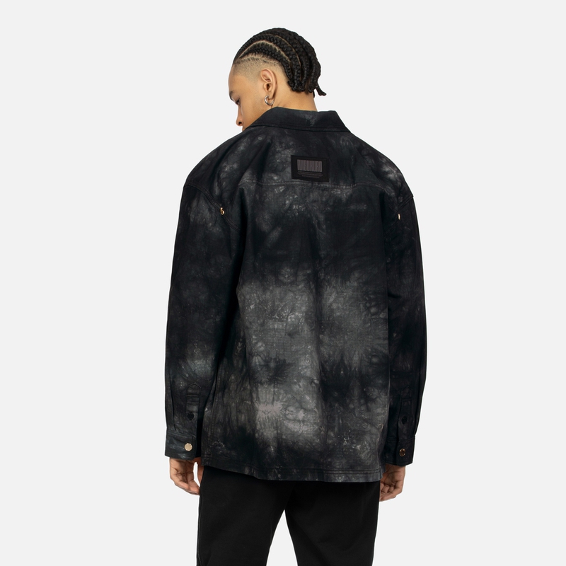 EVISU KURO SS24 Tie-Dye Oversized Shirt Jacket  Black 2ESGNM4SJ5097RXCT 圖 5