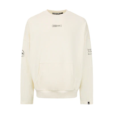 EVISU KURO White Crewneck Sweatshirt with Multi Logos & Graphic Prints 2EAGNM2SW464LFCT