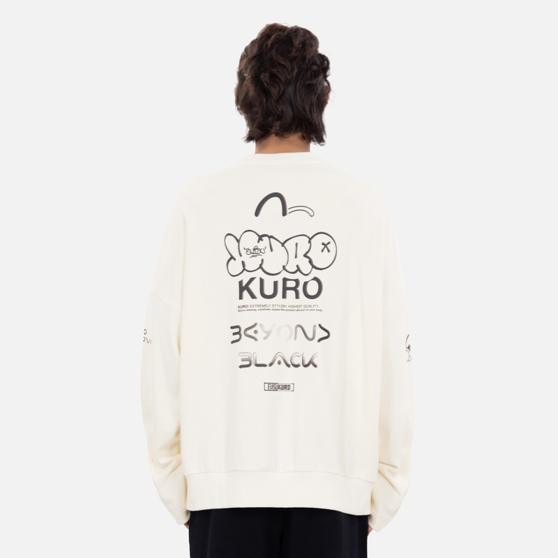 EVISU KURO White Crewneck Sweatshirt with Multi Logos & Graphic Prints 2EAGNM2SW464LFCT 圖 5