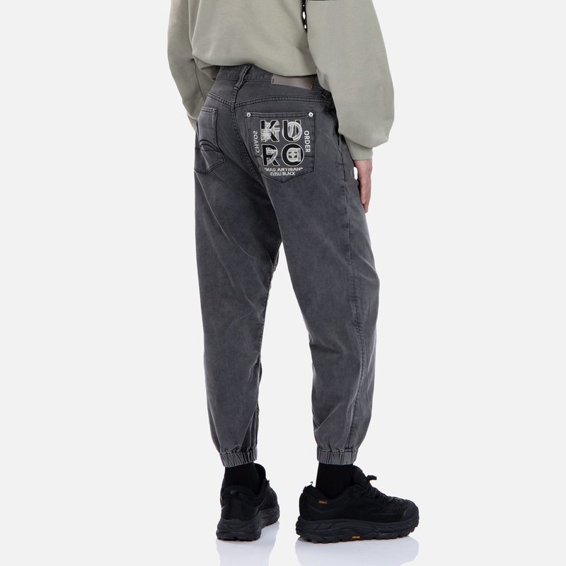 EVISU Logo Embroidered 3D Denim Jeans for Men - Dark Charcoal. 2EAGNM2JO2003DDN 圖 5