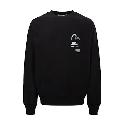 EVISU Logo Graphic Long Sleeve Sweatshirt Black Men 2EAGNM2SW411LFCT