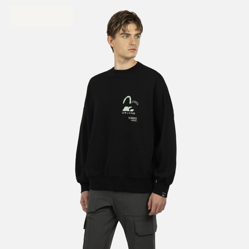 Shop Sudadera de Manga Larga Negra EVISU Logo Gráfico para Hombre 2EAGNM2SW411LFCT