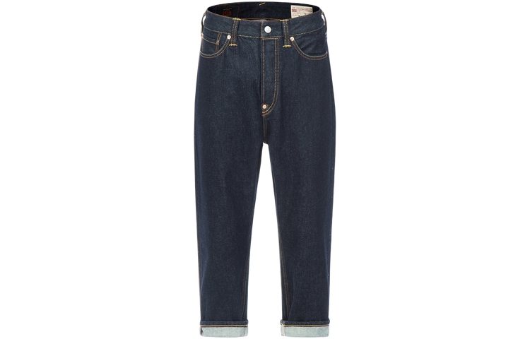 EVISU Logo Mid-Waist Button Loose Fit Long Denim Jeans for Men 2ESHTM3JE14027CT 圖 3