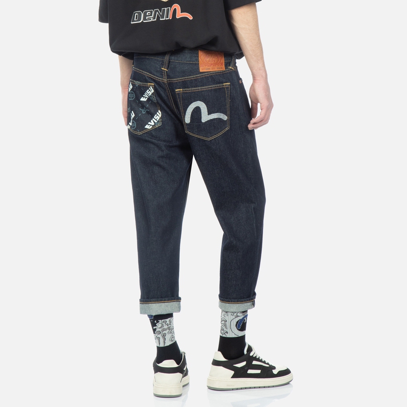 EVISU Logo Mid-Waist Button Loose Fit Long Denim Jeans for Men 2ESHTM3JE14027CT 圖 5