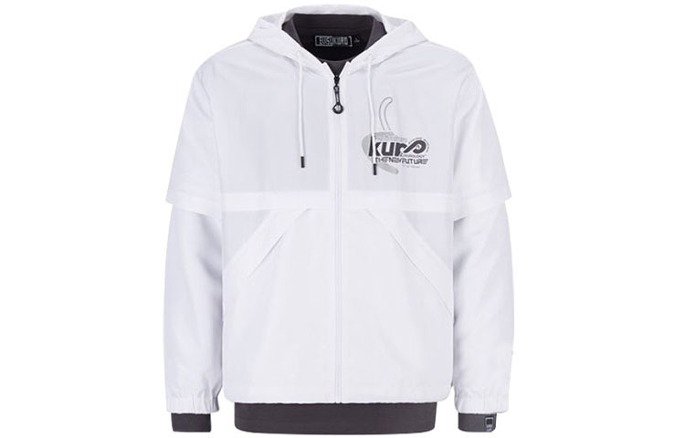 EVISU Logo Print Two-Piece Hoodie Jacket Men’s White/Dark Gray 2ESGNM1JK760LS