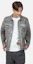 Shop EVISU ロゴ プリント ウォッシュド シングルブレスト ジャケット - ライトグレー 2ESGNM3JK746XXCT