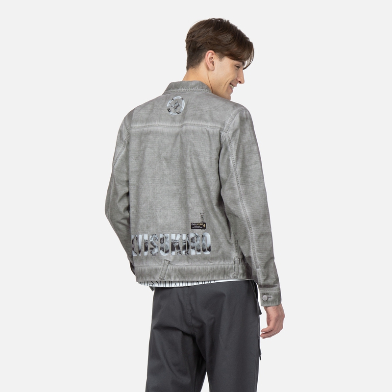EVISU Logo Printed Washed Single-Breasted Jacket -  Light Grey 2ESGNM3JK746XXCT 圖 5