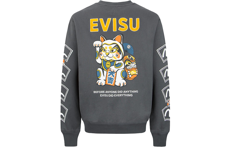 Lookbook EVISU Lucky Cat & Daruma Graphic Sweatshirt - Dark Gray 2EAHTM2SW345RXCT