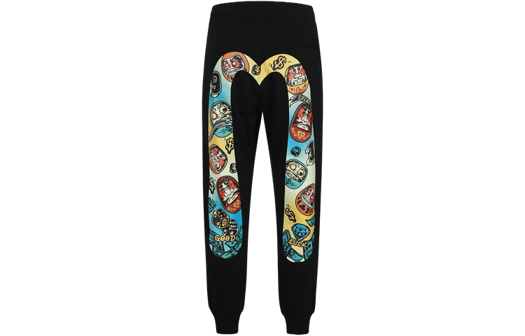EVISU Lucky God  Black Sweatpants with Colorful M Logo Print. 2ESHTM4SP1095XXCT