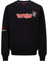 EVISU Lucky God Logo Graphic Print Pullover Sweatshirt Unisex Black 2ESMOM2SW450XXCT EVISU Lucky God Logo Graphic Print Pullover Sweatshirt Unisex Black 2ESMOM2SW450XXCT