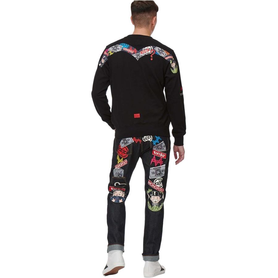 Details for EVISU 福神標誌印花黑色圓領衛衣 男女款 2ESMOM2SW450XXCT