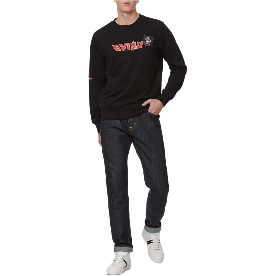 Sizing EVISU 福神標誌印花黑色圓領衛衣 男女款 2ESMOM2SW450XXCT