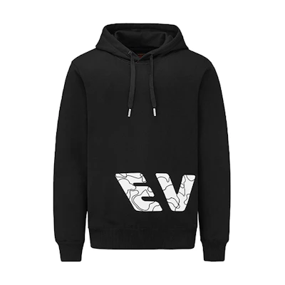 EVISU Lucky God Logo Line Print Pullover Hoodie Black 2EALRM0SW691XX