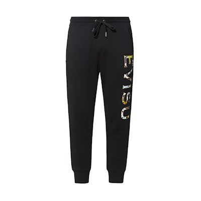 EVISU Men’s Black Jogger Pants with Koi, Sakura, and Letter Pattern. 1EAHTM9SP412XX