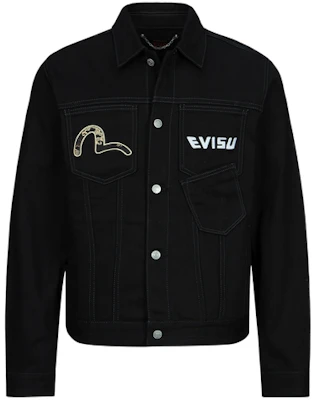 EVISU Jaket Lelaki Hitam Logo Seagull Street Style Hip-Hop Single-Breasted 2ESHTM3DJ116XXCS Lookbook EVISU Jaket Lelaki Hitam Logo Seagull Street Style Hip-Hop Single-Breasted 2ESHTM3DJ116XXCS