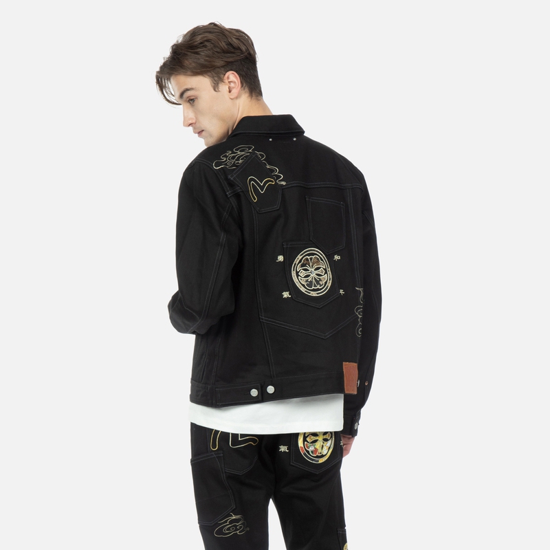 Purchase EVISU Jaket Lelaki Hitam Logo Seagull Street Style Hip-Hop Single-Breasted 2ESHTM3DJ116XXCS