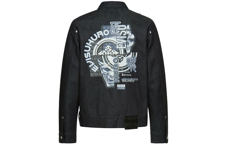 EVISU Men’s Hannya Flower Denim Jacket Long Sleeve in Blue. 2EAGNM1DJ275XXCT