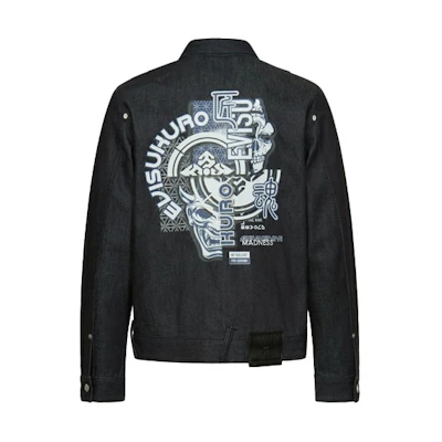 EVISU Men’s Hannya Flower Denim Jacket Long Sleeve in Blue. 2EAGNM1DJ275XXCT