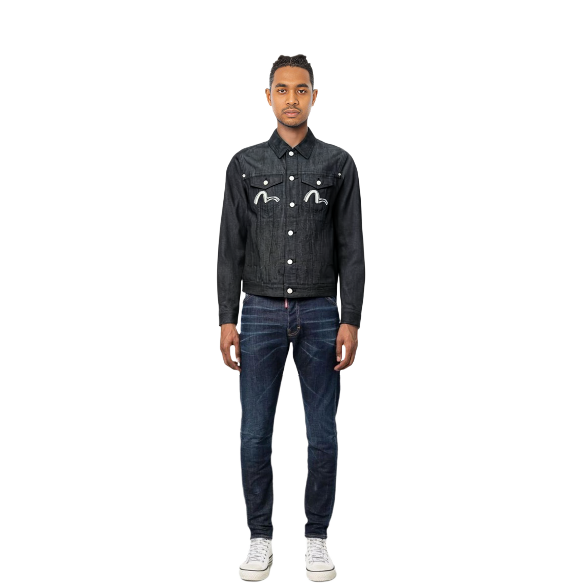 EVISU Men’s Hannya Flower Denim Jacket Long Sleeve in Blue. 2EAGNM1DJ275XXCT 圖 6