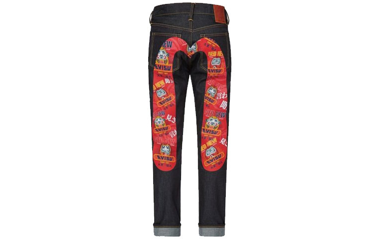 EVISU Money Print Daruma Logo Tapered Denim Jeans Men - Blue 2EAADM1JE92317CT