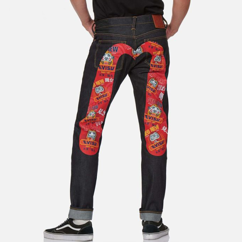 EVISU Money Print Daruma Logo Tapered Denim Jeans Men - Blue 2EAADM1JE92317CT 圖 5