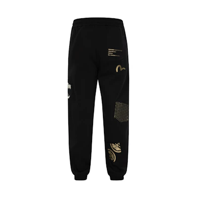 EVISU Multi-Pocket Printed Baggy Sweatpants Men Black 2EAHTM4SP7081LFCT