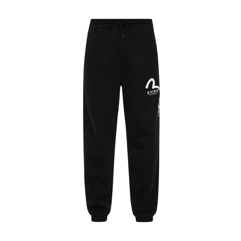 Lookbook エヴィス メンズ マルチポケットプリント バギースウェットパンツ ブラック 2EAHTM4SP7081LFCT