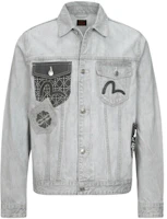 EVISU Multi-Pocket Regular Fit Denim Jacket for Men. 2ESHTM4DJ7004XXDN EVISU Multi-Pocket Regular Fit Denim Jacket for Men. 2ESHTM4DJ7004XXDN