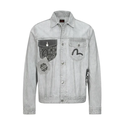 EVISU Multi-Pocket Regular Fit Denim Jacket for Men. 2ESHTM4DJ7004XXDN