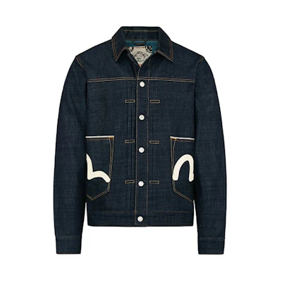 Evisu Navy Blue Brushstroke Large M Deconstructed Jacket 2EAHTMODJ233XX