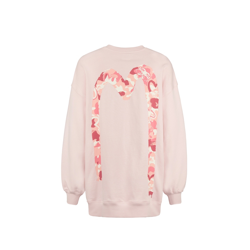 EVISU Pink Buddha Head Camo M-Print Long Sweatshirt Unisex. 2EAHTW0SW399OS