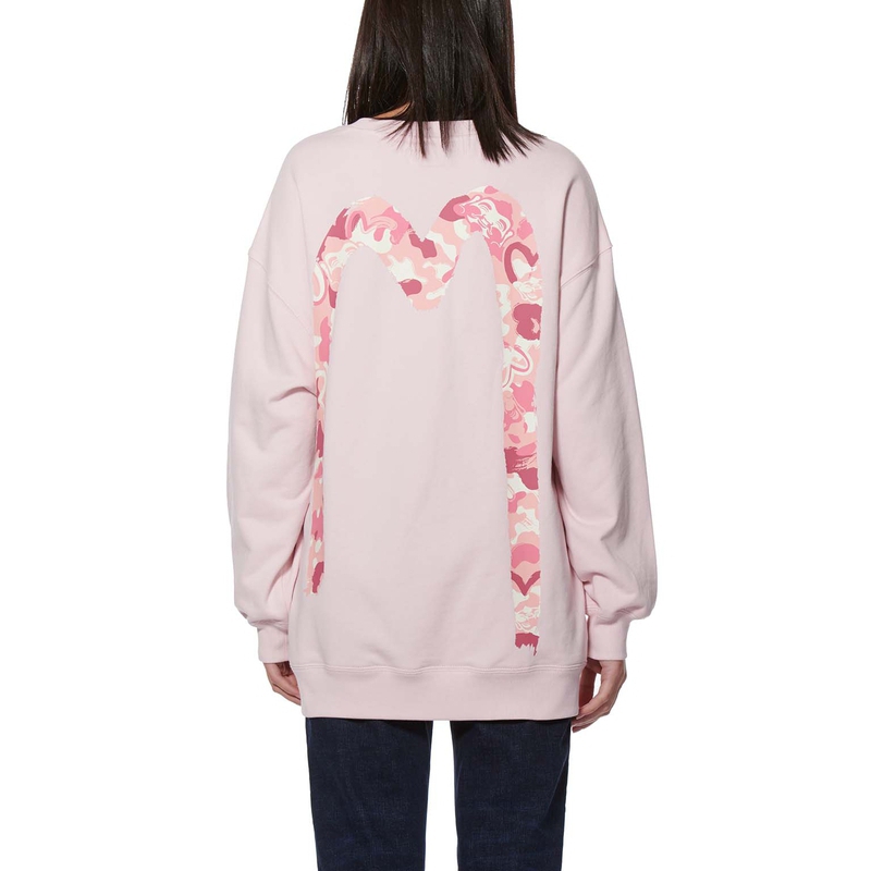 EVISU Pink Buddha Head Camo M-Print Long Sweatshirt Unisex. 2EAHTW0SW399OS 圖 4