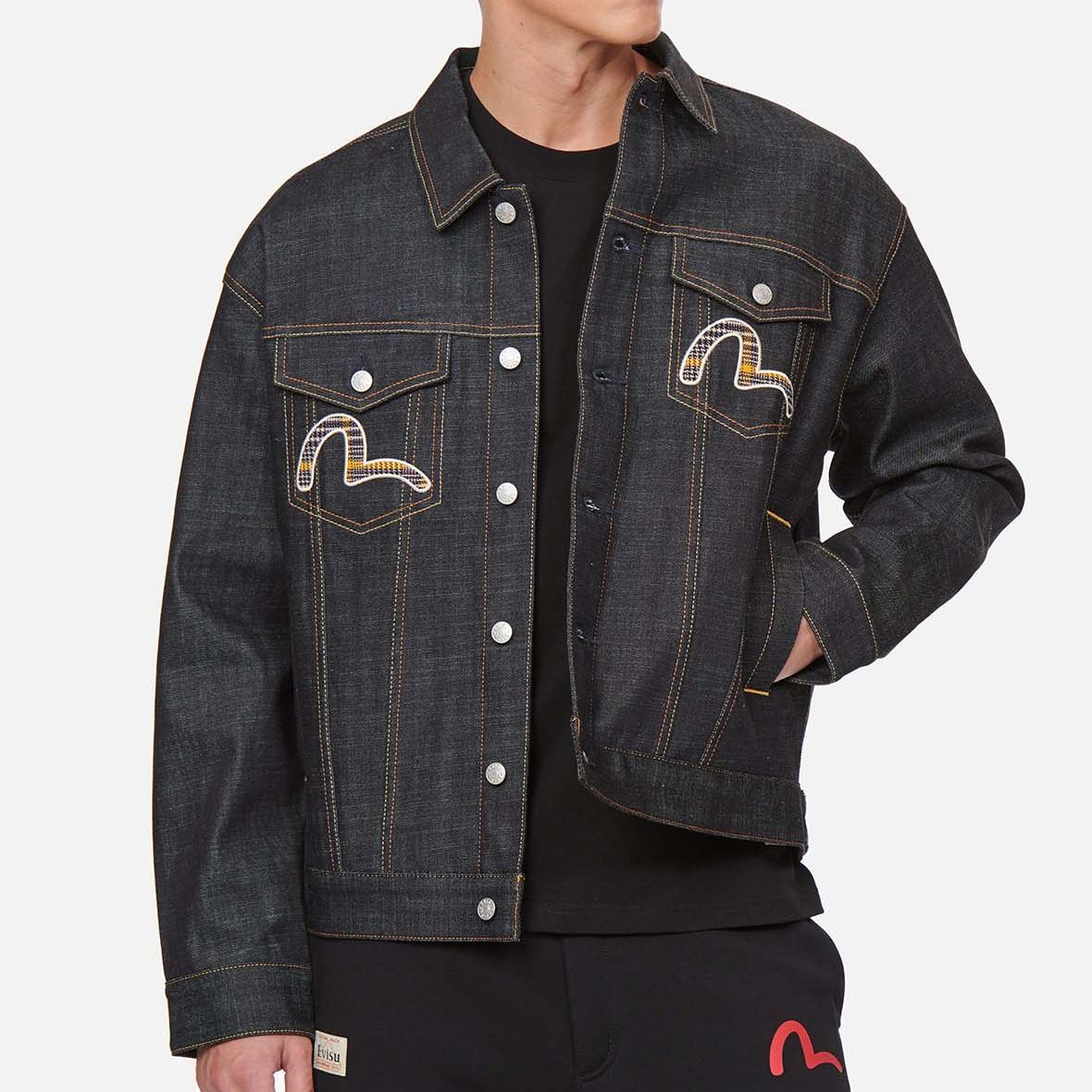 Purchase EVISU 格紋拼接丹寧外套 秋季款 - 丹寧藍. 2EAHTM1DJ787LFCQ