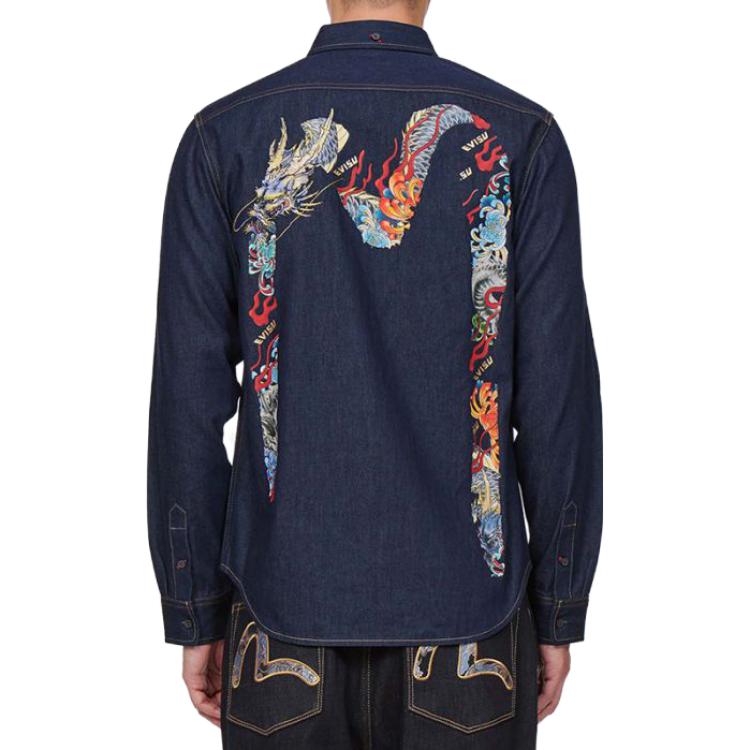 Purchase EVISU Poseidon Baju Denim Lengan Panjang Sulaman M - Biru 2EAHTM1SL112XXDN