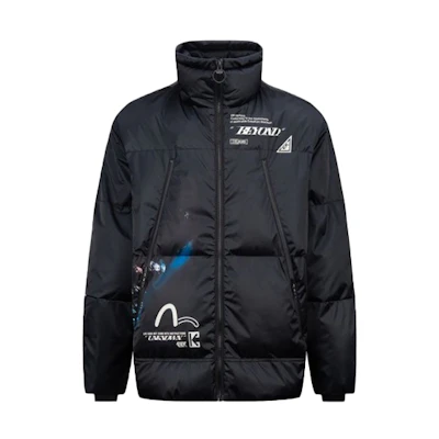EVISU Printed High-Neck Digital Photo Jacket Winter Black Cotton Jacket 2EAGNM1JK731OSPQ
