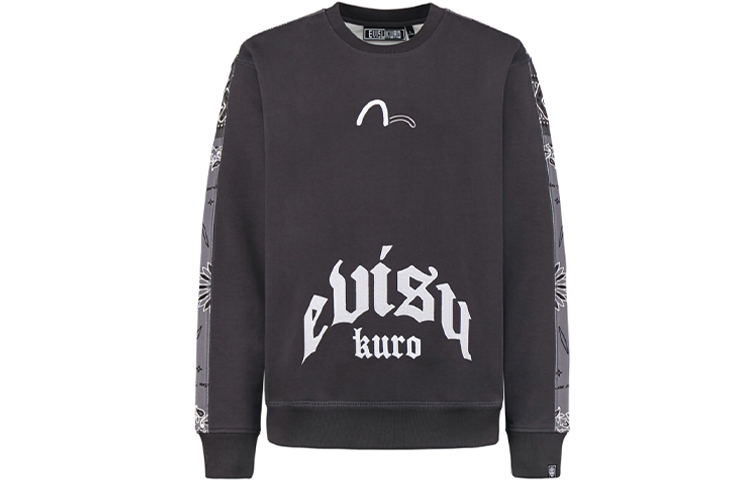 Shop EVISU Printed Patchwork Sweatshirt 2EAGNM0SW372LF