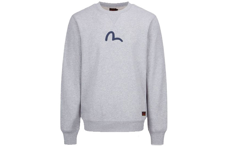 Shop EVISU 純色海鷗印花男女休閒圓領衛衣 2EABSM1SW321XXCT