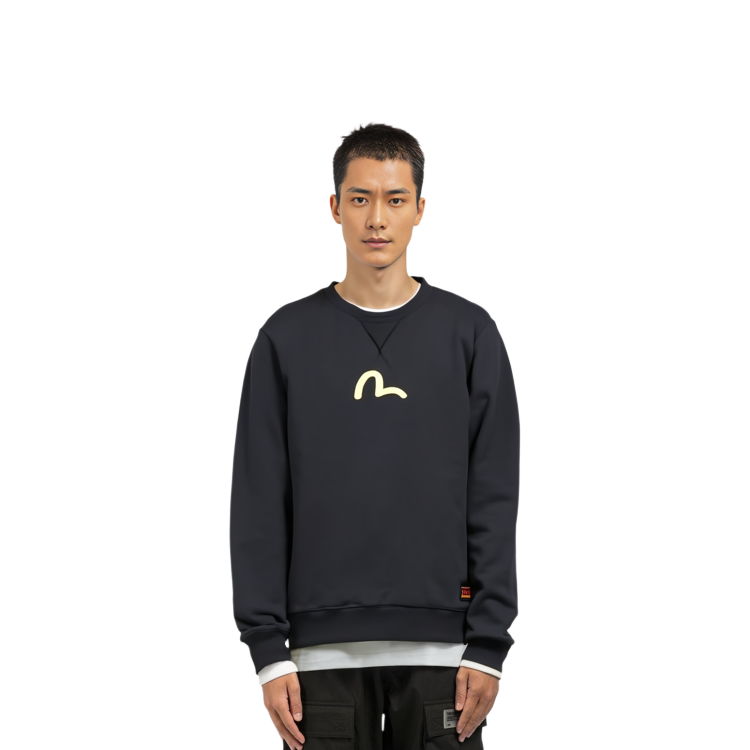 Cheap EVISU 純色海鷗印花男女休閒圓領衛衣 2EABSM1SW321XXCT